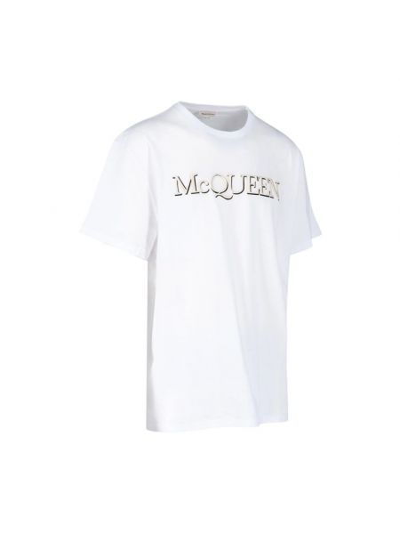 Camiseta con bordado de algodón Alexander Mcqueen blanco
