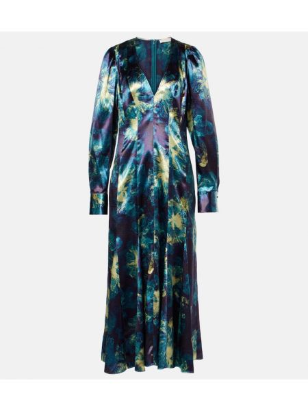 Floral sateng dress Ulla Johnson blå