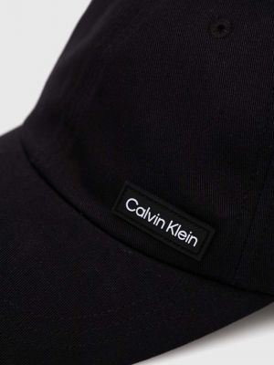 Bombažna kapa Calvin Klein črna
