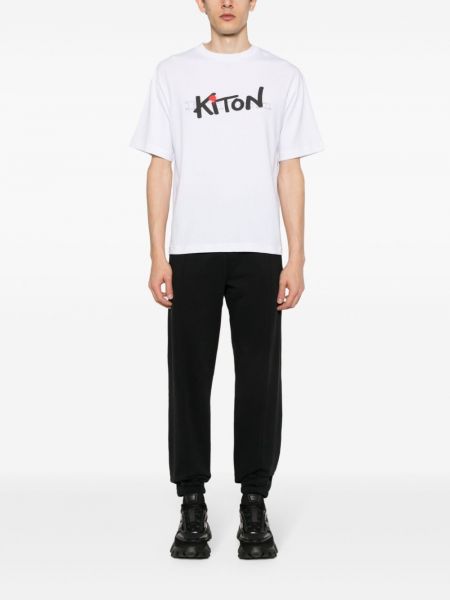 T-shirt en coton à imprimé Kiton blanc