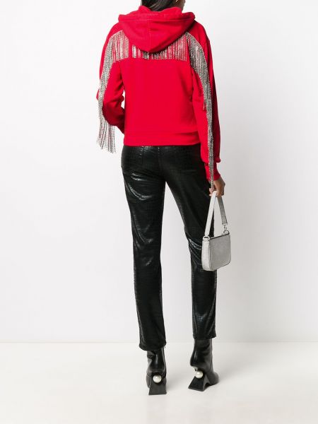 Mikina s kapucí na zip s potiskem Philipp Plein červená