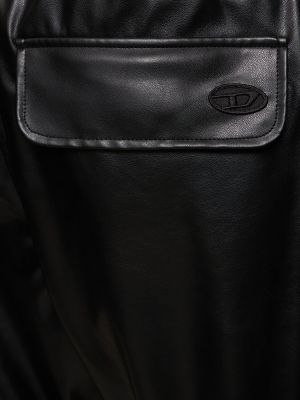 Kožené kalhoty z imitace kůže Diesel černé