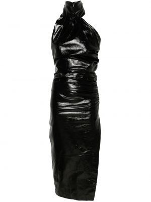 Kožené dlouhé šaty Manokhi černé