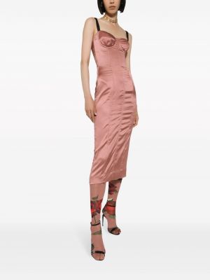 Hedvábné koktejlové šaty Dolce & Gabbana růžové
