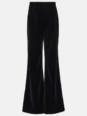 Aksamitne proste spodnie bawełniane Costarellos czarne