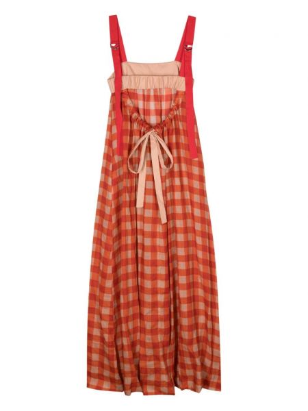 Kostkované dlouhé šaty s potiskem Semicouture červené