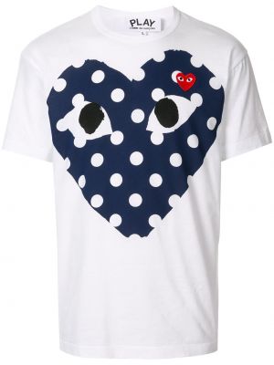 Camiseta con estampado de cuello redondo con corazón Comme Des Garçons Play blanco