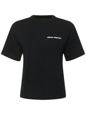 Памучна тениска от джърси Heron Preston черно