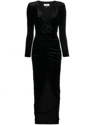 Вечерна рокля на цветя с v-образно деколте Nissa черно