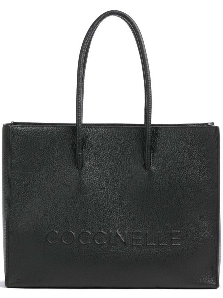 Кожаная сумка шоппер Coccinelle черная