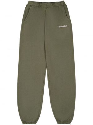 Памучни спортни панталони бродирани Sporty & Rich зелено