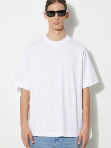 Koszulka bawełniana w jednolitym kolorze Lacoste biała