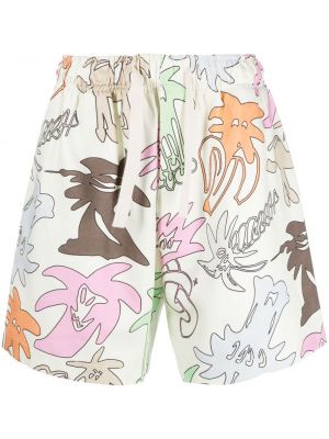 Bermuda kratke hlače s potiskom Palm Angels bela