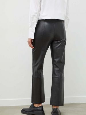Jednobarevné kožené kalhoty s vysokým pasem Day Birger Et Mikkelsen černé