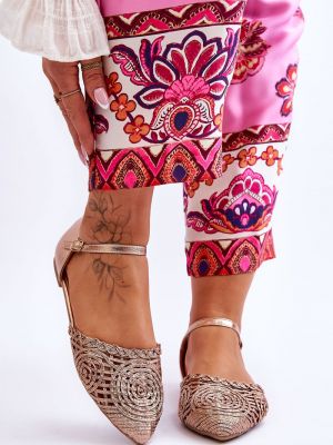 Sandale fără toc din aur roz Kesi