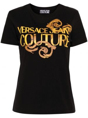 Tricou din bumbac cu imagine Versace Jeans Couture negru