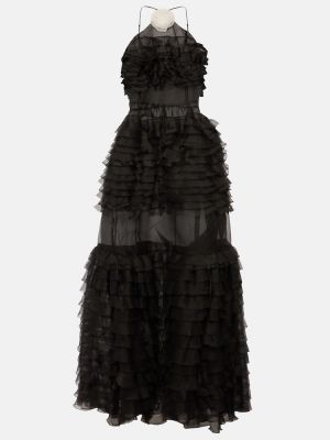 Dlouhé šaty s volány Staud černé