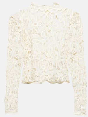 Top con bordado de algodón de flores Isabel Marant blanco