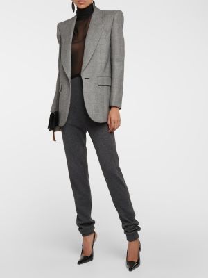Volneni blazer s karirastim vzorcem Saint Laurent siva