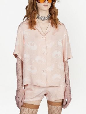 Žakardinė šilkinė marškiniai Gucci rožinė