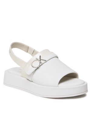 Sandály na klínovém podpatku Calvin Klein bílé