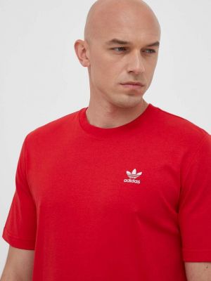 Памучна тениска с дълъг ръкав с апликация Adidas Originals червено