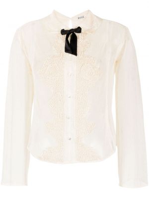 Прозрачна памучна блуза Bode бяло