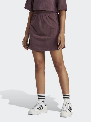 Mini suknja od brušene kože slim fit Adidas bordo