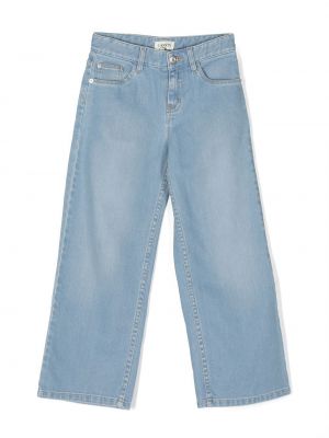 Jeans ricamati baggy Lanvin Enfant blu