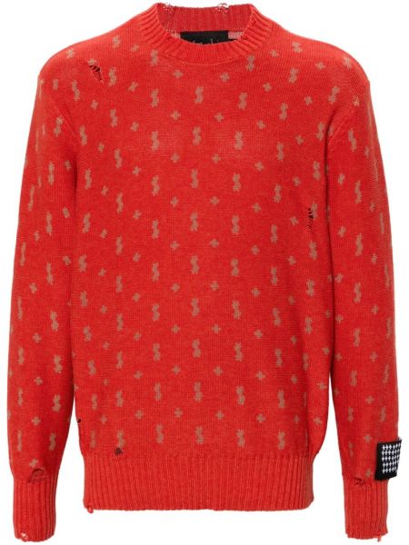 Pamučni dugi džemper Ksubi crvena
