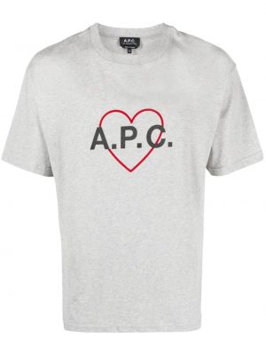 Szív mintás pamut póló A.p.c. szürke