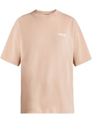 Bavlnené tričko s potlačou Represent béžová