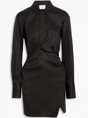 Платье-рубашка мини из твила с закручивающейся передней частью FRAME черный