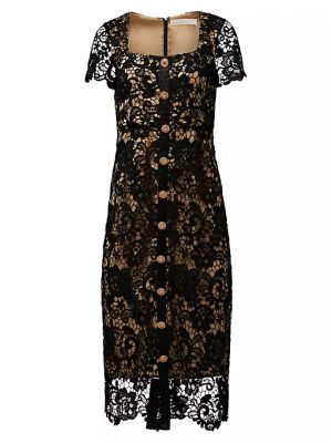 Кружевной платье миди с коротким рукавом Rachel Parcell черный