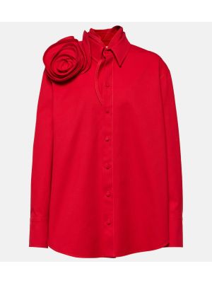 Gėlėta medvilninė marškiniai oversize Valentino raudona