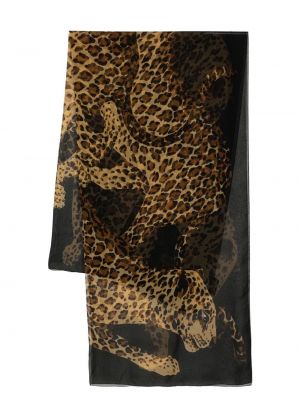 Копринен шал с принт с леопардов принт Saint Laurent Pre-owned