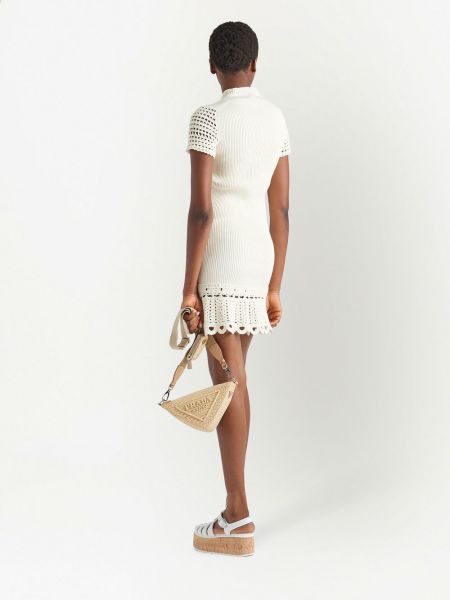 Bavlněné mini šaty Prada bílé