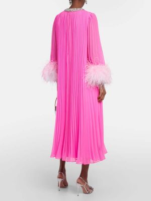 Šifonové midi šaty Self-portrait růžové