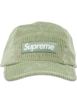 Зеленая вельветовая кепка Supreme