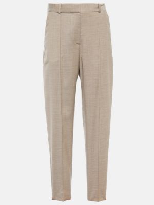 Vlněné rovné kalhoty Totême béžové