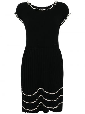 Plisované vlněné šaty Chanel Pre-owned černé