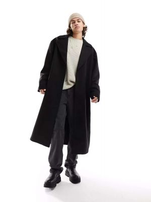 Черное шерстяное пальто Asos