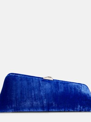 Žametna pisemska torbica iz rebrastega žameta The Attico modra