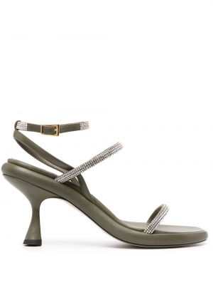 Krištáľové kožené sandále Wandler zelená