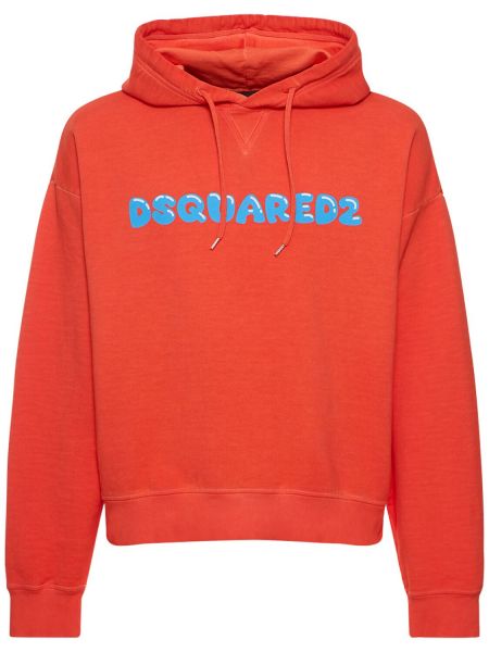 Relaxed fit hoodie i bomull Dsquared2 orange