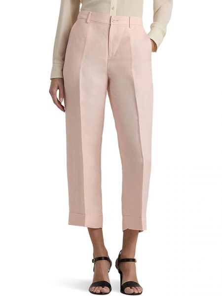 Льняные брюки Lauren Ralph Lauren розовые