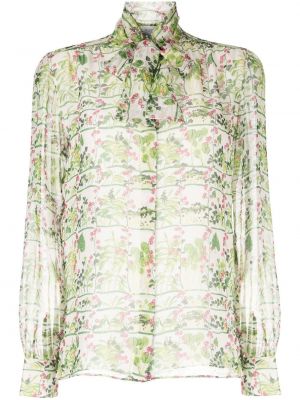 Копринена блуза на цветя с принт Giambattista Valli зелено