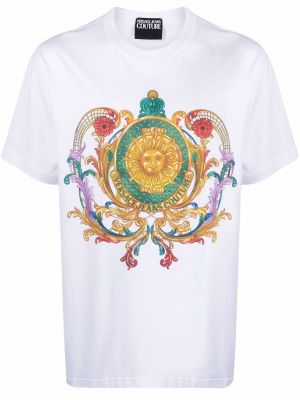 Kokvilnas t-krekls ar apdruku Versace Jeans Couture balts