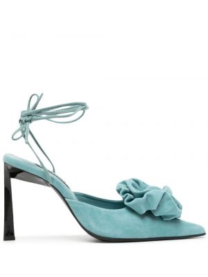 Čipkované semišové šnurovacie sandále Senso modrá