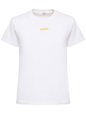 T-shirt ricamato di cotone in jersey Aspesi bianco